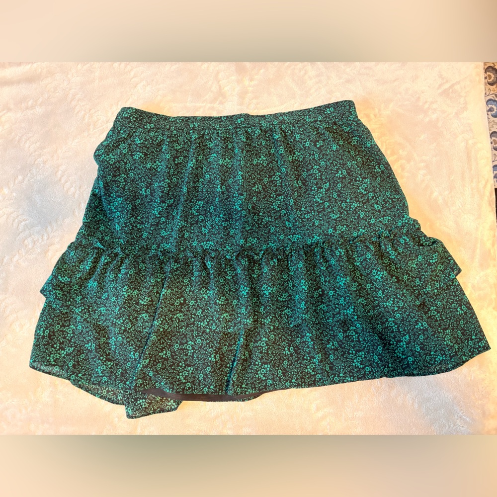 J. Crew Green Floral Mini Skirt